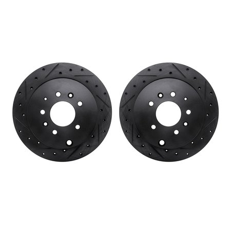 DYNAMIC FRICTION CO Rotors-Drilled and Slotted-Black, Zinc Plated black, Zinc Coated, 8002-80071 8002-80071
